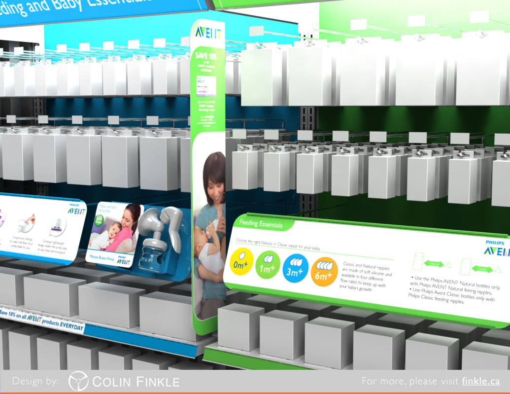 Solidworks rendering of bottle feeding section in Babies 'R' Us