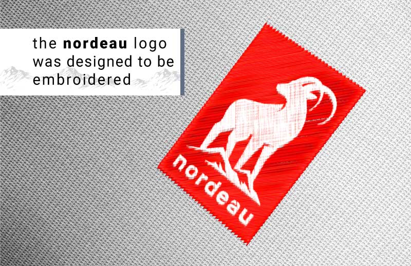 Nordeau logo embroidered on Gor Tex.